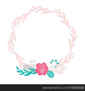 floral wreath bouquet flowers Botanical elements isolated on white background in Scandinavian style. Hand drawn vector illustration.. floral wreath bouquet flowers Botanical elements isolated on white background in Scandinavian style. Hand drawn vector illustration