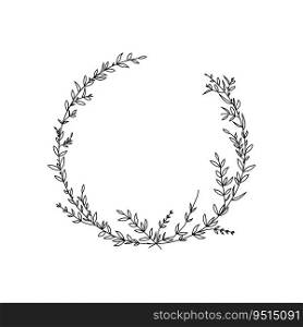 Floral wreath with leaves and branches.