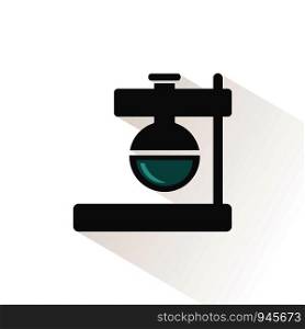 Florence flask. Flat color icon with beige shade. Pharmacy and science vector illustration