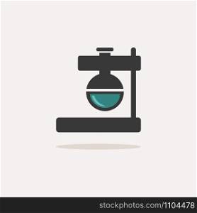 Florence flask. Icon with shadow on a beige background. Chemistry flat vector illustration
