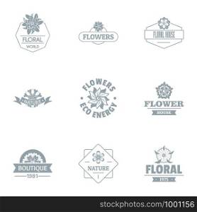 Florist logo set. Simple set of 9 florist vector logo for web isolated on white background. Florist logo set, simple style