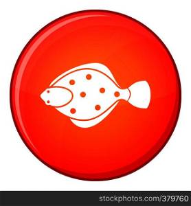 Flounder fish icon in red circle isolated on white background vector illustration. Flounder fish icon, flat style
