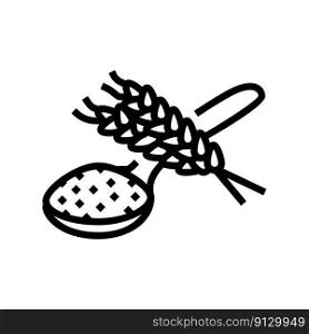 flour spoon wheat line icon vector. flour spoon wheat sign. isolated contour symbol black illustration. flour spoon wheat line icon vector illustration