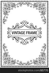 Flourish border corner and frame. Decorative elements for design invitations, frames, menus
