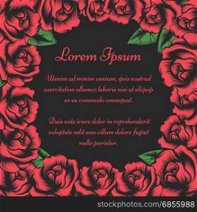 Flourish frame with red roses buds. Flourish frame or background with red roses buds, vector illustration