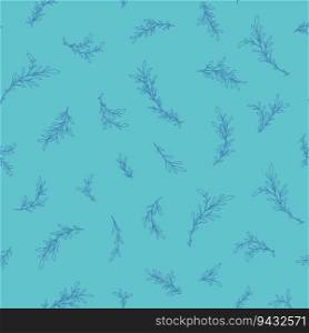 Flourishing flora and spring botany with leaves and foliage. Flowering plants and wildflowers adornment or ornamental motif. Seamless pattern, wallpaper print or background. Vector in flat style. Blooming leaves and twigs, seamless pattern print
