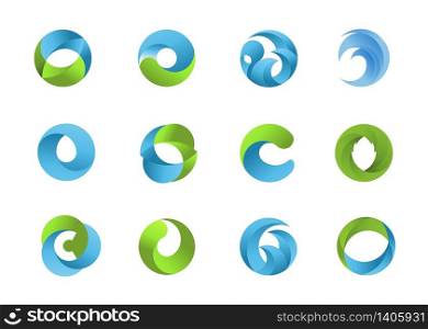 flow fresh and natural in circle logo vector concept