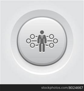 Flow Management Icon. Flow Management Icon. Business Concept. Grey Button Design