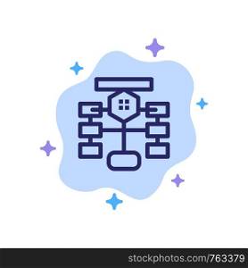 Flowchart, Flow, Chart, Data, Database Blue Icon on Abstract Cloud Background