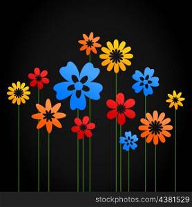 Flower a background8. Flowers grow on a black background. A vector illustration