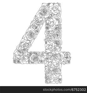 Flower alphabet of red roses, characters 4
