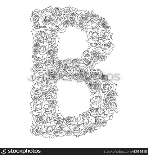 Flower alphabet of red roses, characters B