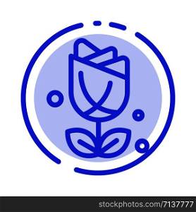 Flower, American, Usa, Plant Blue Dotted Line Line Icon