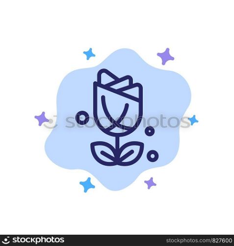 Flower, American, Usa, Plant Blue Icon on Abstract Cloud Background