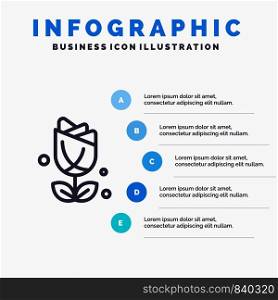 Flower, American, Usa, Plant Line icon with 5 steps presentation infographics Background