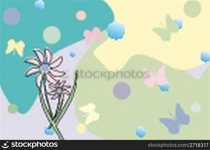 flower and butterflies, vector art illustration