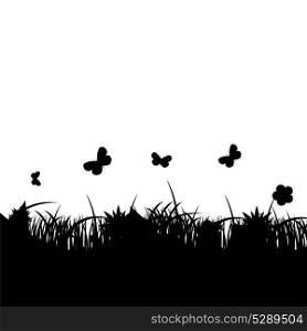 Flower and grass banner. vector illustration