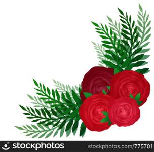 Flower angular pattern with roses and leaves. Vector element for decorating cards, invitations, and your creativity. Flower angular pattern with roses and leaves.