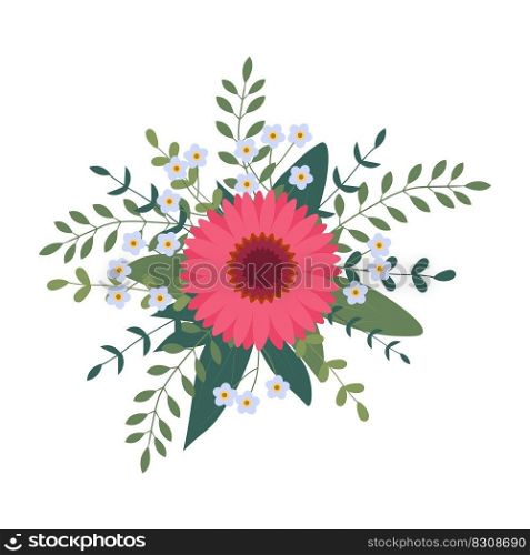Flower arrangement isolated on background. Flat illustration. Perfect for cards, invitations, decorations, logo, various designs