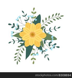 Flower arrangement isolated on background. Flat illustration. Perfect for cards, invitations, decorations, logo, various designs