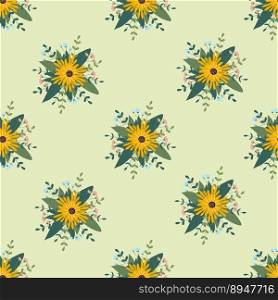 Flower arrangement seamless pattern. Background for wallpapers, textiles, papers, fabrics. Vector illustration. 