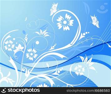 Flower background with butterfly