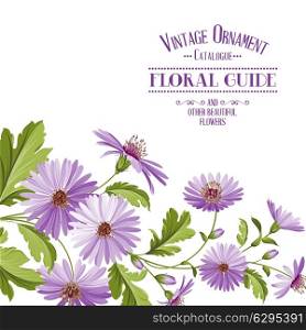Flower background with violet flowers for yor wedding design in provence style. Vector illustration.