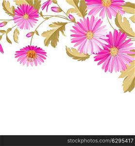 Flower background with violet flowers for yor wedding design in provence style. Vector illustration.