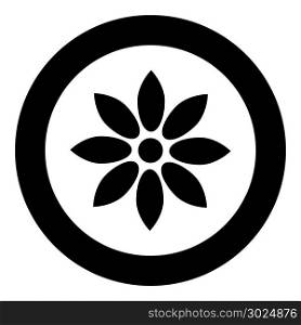 Flower black icon in circle vector illustration isolated flat style .