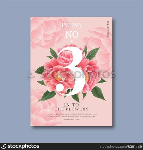 flower blossom poster decorative invitation, mother card, print design watercolor illustration
