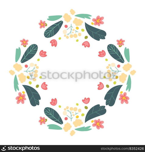 Flower border template with copy space. Hand drawn vector design art. Flower border template with copy space. Hand drawn vector design