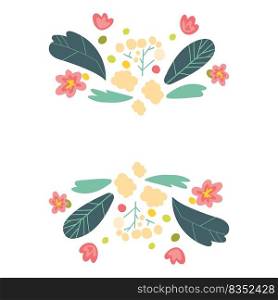 Flower border template with copy space. Hand drawn vector design art. Flower border template with copy space. Hand drawn vector design
