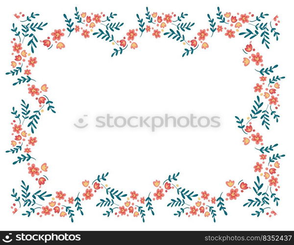 Flower border template with copy space. Hand drawn vector design art. Flower border template with copy space. Hand drawn vector design