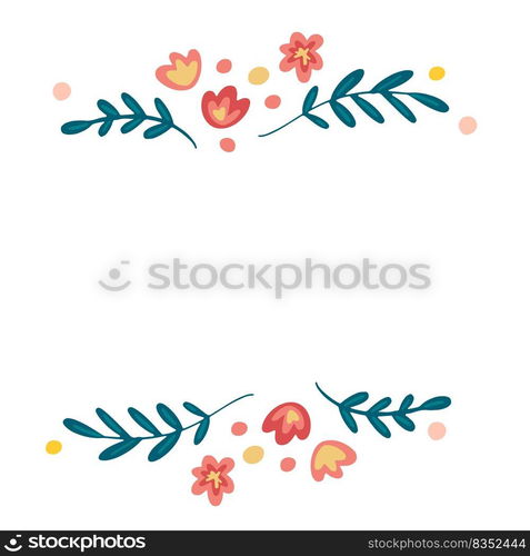 Flower border template with copy space. Hand drawn vector design art. Flower border template with copy space. Hand drawn vector design