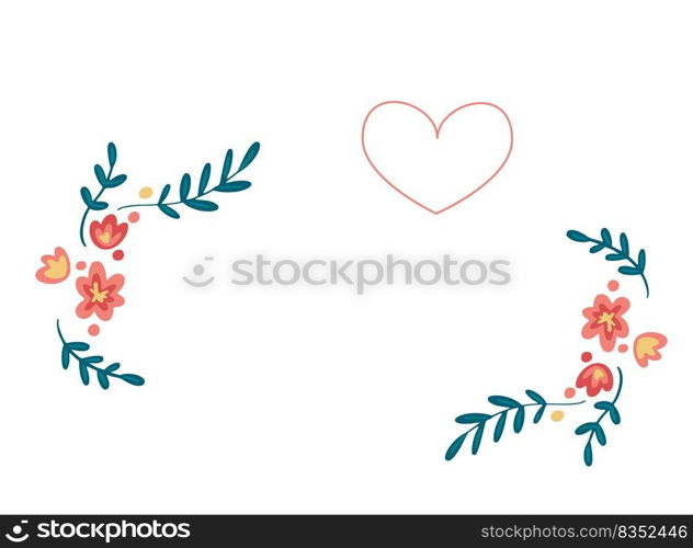 Flower border template with copy space. Hand drawn vector design art. Flower border template with copy space. Hand drawn vector design