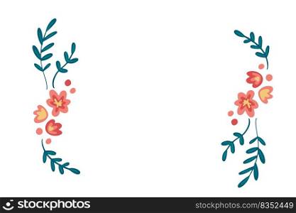 Flower border template with©space. Hand drawn vector design art. Flower border template with©space. Hand drawn vector design