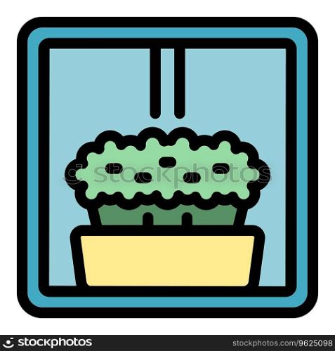 Flower box icon outline vector. Plant windowsill. Eco view color flat. Flower box icon vector flat