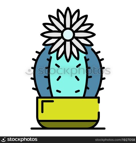 Flower cactus icon. Outline flower cactus vector icon color flat isolated. Flower cactus icon color outline vector
