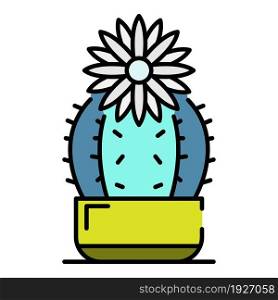 Flower cactus icon. Outline flower cactus vector icon color flat isolated. Flower cactus icon color outline vector