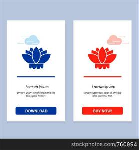Flower, China, Chinese Blue and Red Download and Buy Now web Widget Card Template