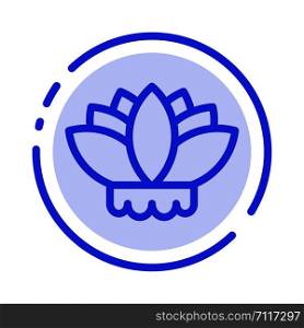 Flower, China, Chinese Blue Dotted Line Line Icon