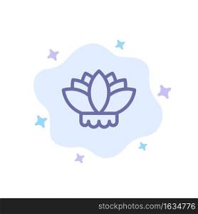 Flower, China, Chinese Blue Icon on Abstract Cloud Background