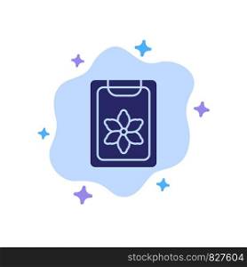 Flower, Clipboard, Spring, Clip Blue Icon on Abstract Cloud Background