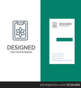 Flower, Clipboard, Spring, Clip Grey Logo Design and Business Card Template