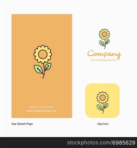 Flower Company Logo App Icon and Splash Page Design. Creative Business App Design Elements