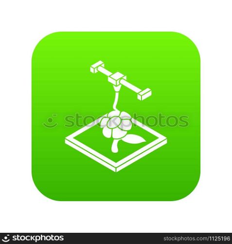 Flower d printing icon green vector isolated on white background. Flower d printing icon green vector