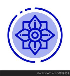 Flower, Decoration, China, Chinese Blue Dotted Line Line Icon