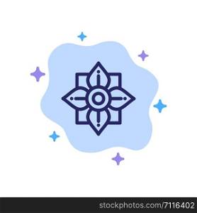 Flower, Decoration, China, Chinese Blue Icon on Abstract Cloud Background