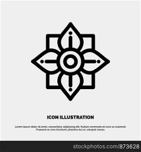 Flower, Decoration, China, Chinese Vector Line Icon