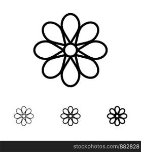 Flower, Decoration, Easter, Flower, Plant Bold and thin black line icon set